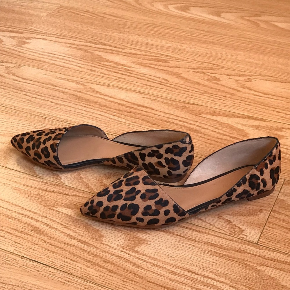 J Crew d’Orsay Sheared Calf Hair Leopard Print Shoes Sz 6